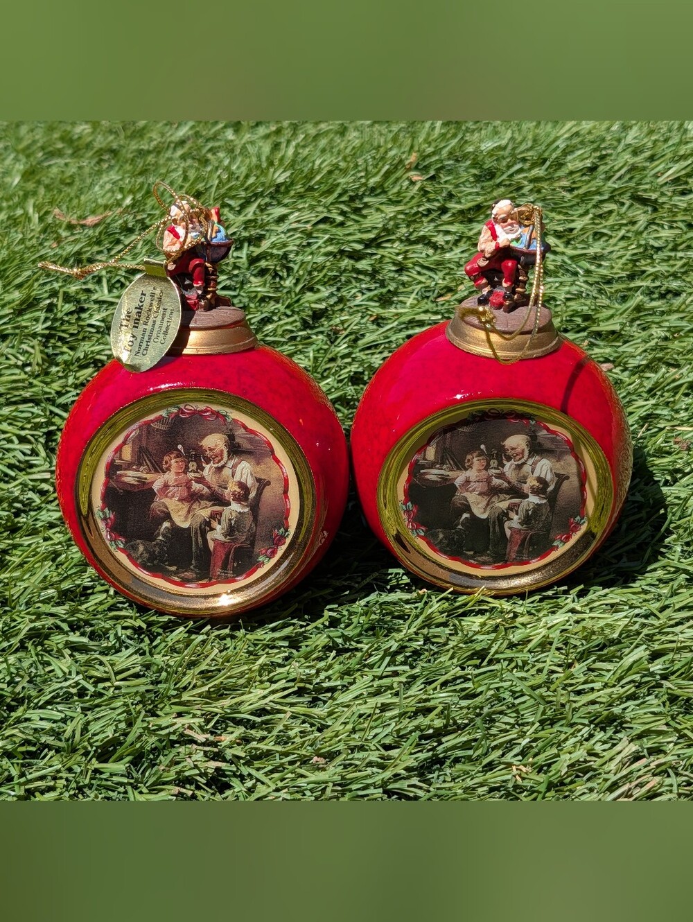 Bradford Editions Norman Rockwell Christmas Classics Porcelain Ornaments Set